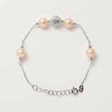Pulsera 4 Perlas Cultivadas de Agua Dulce - Diámetro 6-7 mm Rosa - Plata de Ley 925
