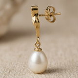 Pendientes - Perlas Cultivadas 8-9 mm Blanco - Oro Amarillo