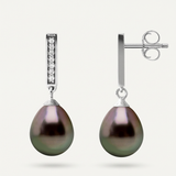 Pendientes - Perlas de Tahití - Pera Diámetro 8-9 mm - Plata