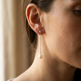 Pendientes colgantes de oro blanco y perlas blancas | lolita