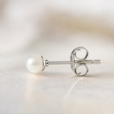 Pendientes - Botón de Perlas Cultivadas de Agua Dulce 4-5 mm Blanco