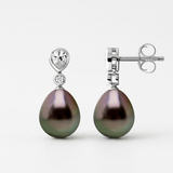 Pendientes - Perlas de Tahití - Pera 8-9 mm - Plata de Ley 925