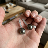 Pendientes - Perlas de Tahití - Pera Diámetro 8-9 mm - Plata