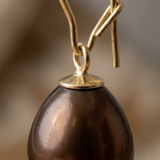 Pendientes - Perlas Cultivadas de Agua Dulce - Diámetro Pera 9-10 mm Chocolate - Joyería Mujer - Oro Amarillo