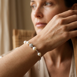 Pulsera 4 Perlas Cultivadas de Agua Dulce - Diámetro 6-7 mm Blancas - Plata 925 Milésimas
