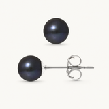 Pendientes- Perlas Cultivadas de Agua Dulce Redondas 6-7 mm Tahití Negras-