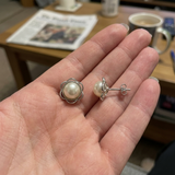 Pendientes - Flor Blanca Perlas Cultivadas de Agua Dulce - Plata 925 Milésimas