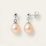 Pendientes de perlas cultivadas de agua dulce Diámetro 7-8 mm Oro blanco rosa