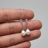 Pendientes - Perlas Cultivadas Pera 8-9 mm Blanco - Oro Blanco