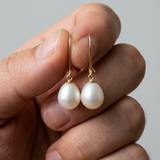 Pendientes - Perlas Cultivadas - Pera Diámetro 9-10 mm Oro blanco-amarillo