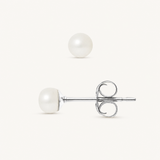 Pendientes - Botón de Perlas Cultivadas de Agua Dulce 4-5 mm Blanco