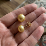 Pendientes - Perlas Cultivadas de Agua Dulce - Diámetro Botón 9-10 mm Oro - Joyería Mujer - Oro Amarillo