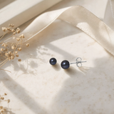 Pendientes - Perlas Cultivadas de Agua Dulce Redondas 7-8 mm Negras Tahití - Joyería Mujer