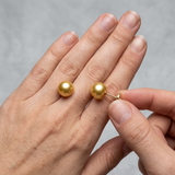Pendientes - Perlas Cultivadas de Agua Dulce - Diámetro Botón 9-10 mm Oro - Joyería Mujer - Oro Amarillo