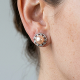 Pendientes - Flor Perlas Cultivadas de Agua Dulce Rosa - Plata 925 Milésimas