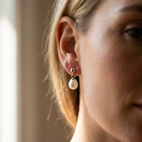 Pendientes de oro blanco y perlas blancas | abi