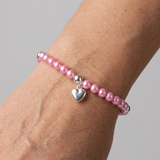 Pulsera de la Suerte- Perla de Agua Dulce- Redonda 5-6 mm Rosa Fucsia