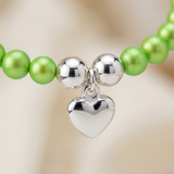 Pulsera de la Suerte - Perla de Agua Dulce - Redonda 5-6 mm Verde Tónico