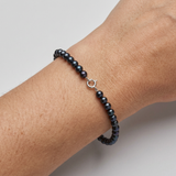 Pulsera- Perla Cultivada Redonda 4-5 mm Tahití Negra- Oro Blanco