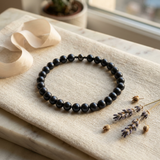 Pulsera de la Suerte- Perla de Agua Dulce- Redonda 5-6 mm Negra Tahití-