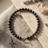 Pulsera- Perlas Cultivadas de Agua Dulce- Semi Redondas 6-7 mm Negras Tahití- Plata 925 Milésimas