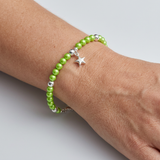 Pulsera de la Suerte - Perla de Agua Dulce - Redonda 5-6 mm Verde Tónico