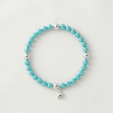 Pulsera de la Suerte- Perla de Agua Dulce- Redonda 5-6 mm Azul Turquesa