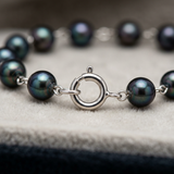 Pulsera- Perla Cultivada Redonda 4-5 mm Tahití Negra- Oro Blanco
