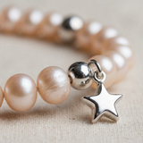 Pulsera de la Suerte - Perla de Agua Dulce - Redonda 5-6 mm Rosa