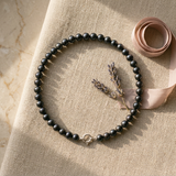 Pulsera- Perla Cultivada Redonda 4-5 mm Tahití Negra- Oro Blanco