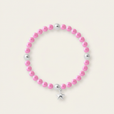 Pulsera de la Suerte- Perla de Agua Dulce- Redonda 5-6 mm Rosa Fucsia