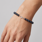 Pulsera- Perlas Cultivadas de Agua Dulce- Semi Redondas 6-7 mm Negro Tahití-Plata
