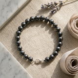Pulsera- Perlas Cultivadas de Agua Dulce- Semi Redondas 9-10 mm Negro Tahití-Plata