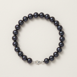 Pulsera- Perlas Cultivadas de Agua Dulce- Semi Redondas 7-8 mm Tahití Negras- Plata