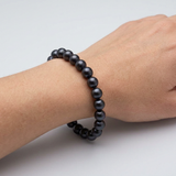 Pulsera- Perlas Cultivadas de Agua Dulce- Semi Redondas 7-8 mm Tahití Negras- Plata