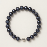 Pulsera- Perlas Cultivadas de Agua Dulce- Semi Redondas 9-10 mm Tahití Negras- Plata