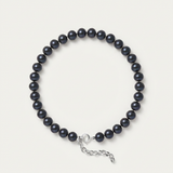 Pulsera- Perlas Cultivadas de Agua Dulce- Semi Redondas 6-7 mm Negras Tahití- Plata 925 Milésimas