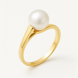 Anillo - Perlas Cultivadas Redondas Diámetro 8-9 mm Blanco - Oro Amarillo