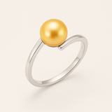Anillo- Perlas Cultivadas de Agua Dulce- Redonda Diámetro 7-8 mm Oro- Talla 48 (UE)- Oro Blanco