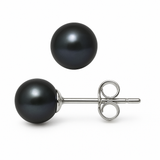 Pendientes - Perlas Cultivadas de Agua Dulce Redondas 7-8 mm Negras Tahití - Joyería Mujer