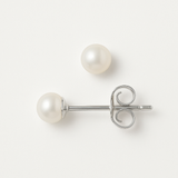 Pendientes - Botón de Perlas Cultivadas de Agua Dulce 4-5 mm Blanco