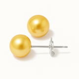 Pendientes Botón de Perlas Cultivadas de Agua Dulce Diámetro 9-10 mm Oro Oro Blanco