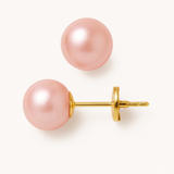 Pendientes - Perlas Cultivadas de Agua Dulce - Diámetro Botón 9-10 mm Rosa - Joyería Mujer - Oro Amarillo