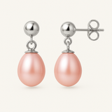 Pendientes de perlas cultivadas de agua dulce Diámetro 7-8 mm Oro blanco rosa