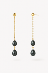 Pendientes - Perlas Cultivadas de Agua Dulce - Pera Diámetro 5-6 mm Negro Tahití - Joyería Mujer - Oro Amarillo