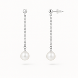 Pendientes colgantes de oro blanco y perlas blancas | lolita