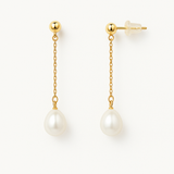 Pendientes colgantes de oro amarillo y perlas blancas | lolita