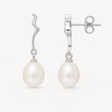 Pendientes - Botón de Perlas Cultivadas 8-9 mm Blanco