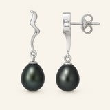 Pendientes- Perla Cultivada- Pera 8-9 mm Negra Tahití- Oro Blanco