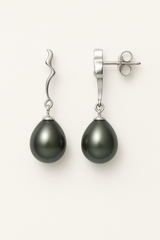 Pendientes - Perlas de Tahití - Diámetro 9-10 mm - Oro blanco
